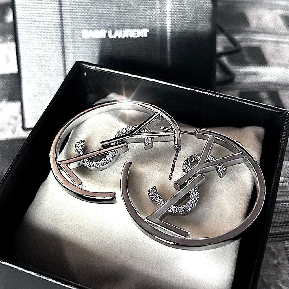 Authentic YSL Monogram Hoop Earring Set - Picture 11 of 12